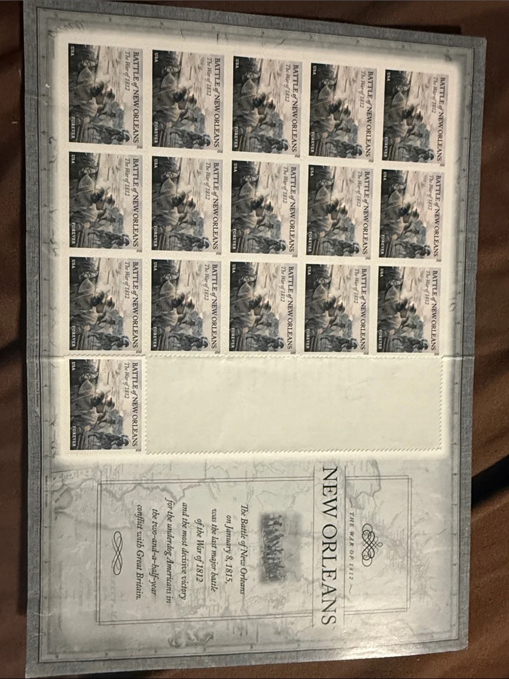 USPS Battle of New Orleans Forever Stamp Pane War of 1812 Collectible